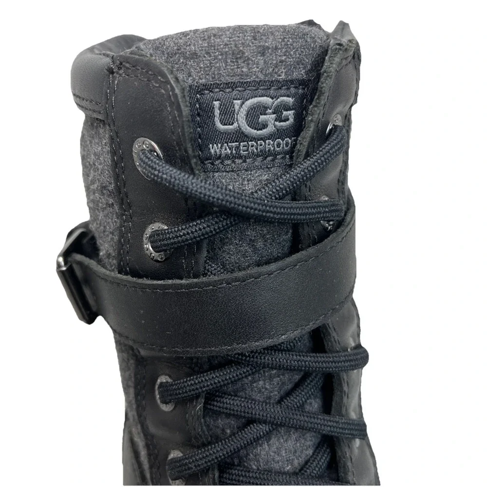 UGG KESEY Black NWOB Leather WATERPROOF SNOW Boot‎ Buckle Womens Size 39/8
